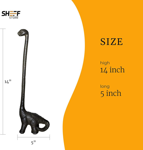 Dinosaur Cast Iron Paper Towel Holder - Sturdy and Functional - Cute Dinosaur Bathroom Decor - Dino Antique Rustic Dcor