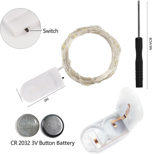 24 Pack 7 20 WATERGLIDE Fairy Lights Battery Operated (Included), ft LED Mini String Lights, Waterproof Silver Wire