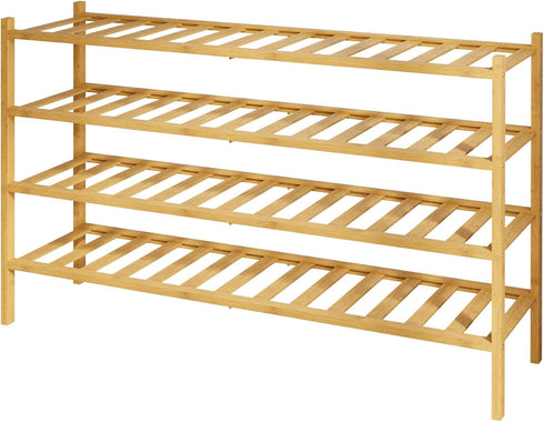 Kitsure Bamboo Wooden Shoe Rack for Closet - Stackable Shoe Organizer with