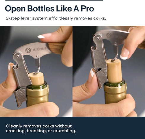 Hicoup Wine Opener, Professional Corkscrews with Foil Cutter & Cap Remover, Manual Wine Key