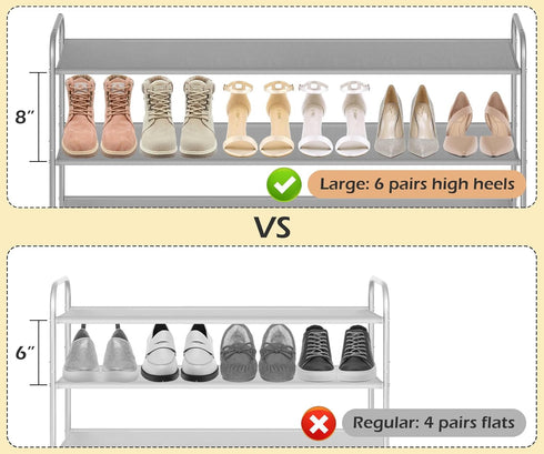3 Closet 24 MISSLO Long Tier Shoe Rack for Shoe Organizer Storage Stackable Wide Shoe Shelf Holds Pairs of Men