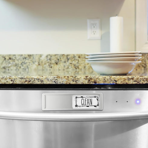 Dishwasher Magnet Clean Dirty Sign, Non-Scratching Strong Magnet or 3M Adhesive Options for Kitchen