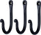 HB Decorative Hook, Wrought Iron Wall Mount Coat Hooks, Set of 3 Handmade Classic Wall Hooks
