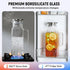 2 (2 68 oz) Quart Liter Square Glass Pitcher with Lid and Spout, Water Pitchers with Handle for Fridge, Borosilicate