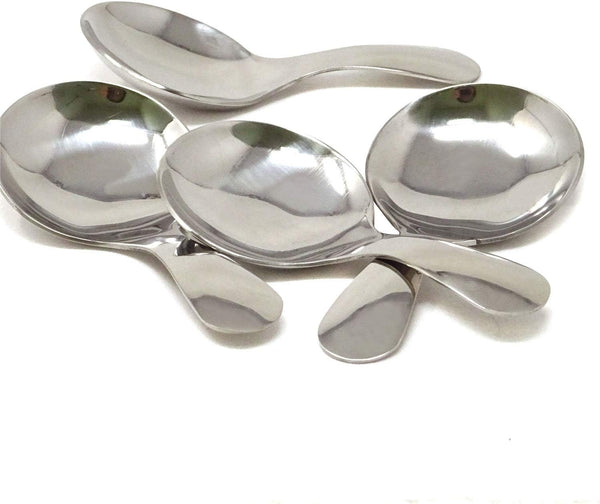 Honbay 4PCS Stainless Steel Short Handle Spoon Set for Salt, Condiments, Dessert, Tea, Coffee (Silver)