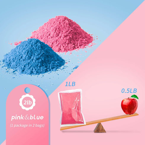 1lb 1lb Pack 2 POPUPARTY Gender Reveal Color Powder - Pink & Blue Powder, Perfect for Baby Gender Reveal, Color Toss