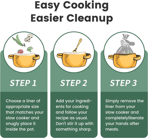 KOOC Slow Cooker Liners, 11"x17" 20 count Disposable Plastic Bags for 3 qt to 4 qt Pot, BPA Free