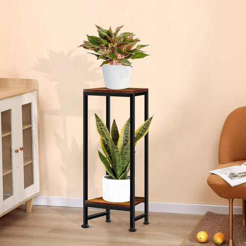 2 31" Plant Stand Indoor, Tall Plant stands for Indoor Outdoor Plants, Tier Heavy Duty Plant Shelf Metal Pedestal Stand