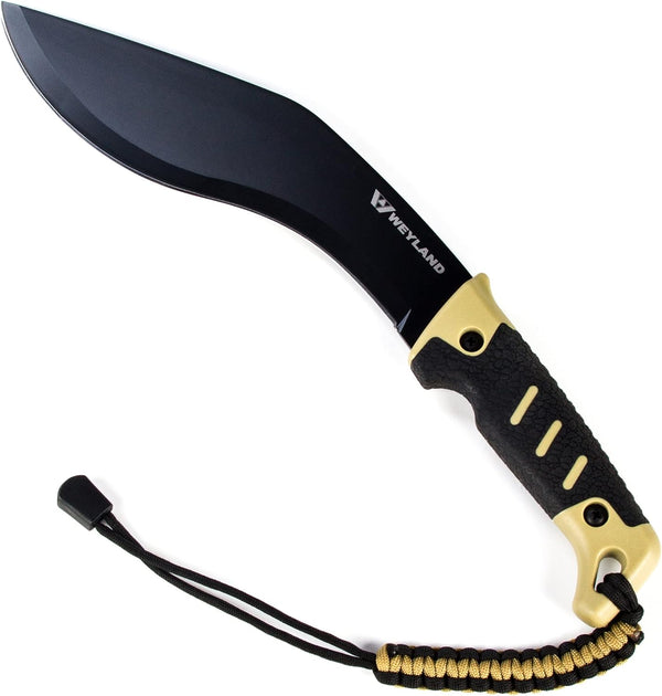 WEYLAND Kukri Machete Knife - Tactical MOLLE Sheath, Fixed Full Tang Steel Blade for Camping, Gardening, Yard Work