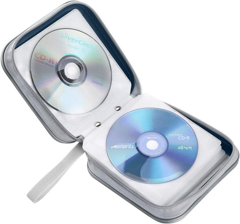 CD Case: 40 Capacity Hard Plastic DVD Disc Holders Storage Binder for Car, Home, Office, Travel (Dark Blue)