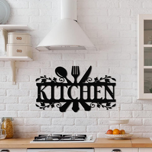 Hotop Black Kitchen Metal Sign, Rustic Country Wall Art for Dining Room, Farmhouse Kitchen Decor, 14 x 8.8 Inches