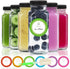 STARSIDE 8 oz Glass Juice Bottles with Lids - 6 Pack Reusable Drink Bottles for Juicing, Kombucha, Beverages