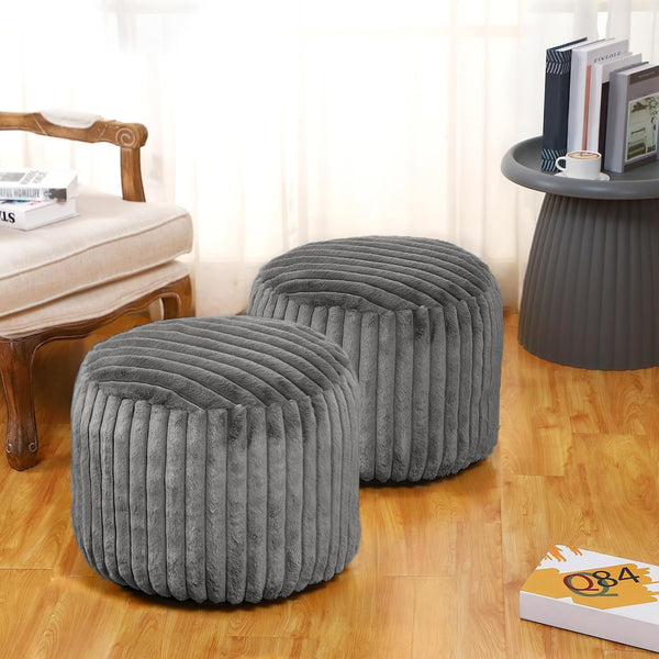 Teenyyou 2 Pcs 20 x 15 Inch Unstuffed Pouf Cover Ottoman Foot