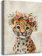 Nursery Wall Decor Lovely Baby Leopard with Garland Pictures Print on Canvas