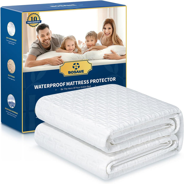 Premium 100% Waterproof King Mattress Protector, Breathable Cooling Cover, Hypoallergenic, Noiseless, Machine Washable