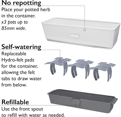 Cole & Mason Triple Self-Watering Herb Keeper - Burwell