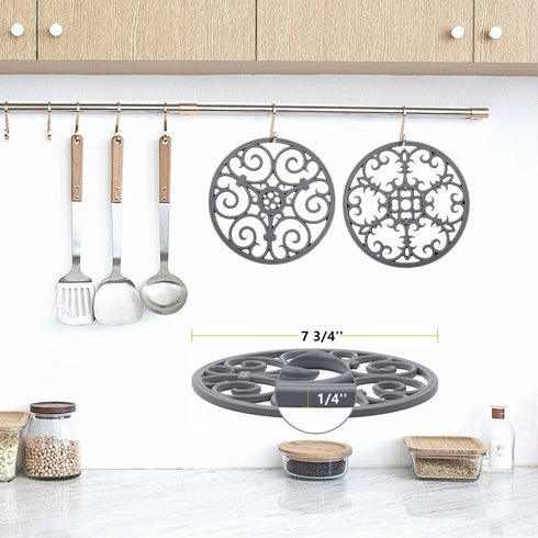 Silicone Trivets for Hot Dishes, Non Slip Heat Resistant Hot Pads for Kitchen, Pot Holders, Teapot Coaster, Black