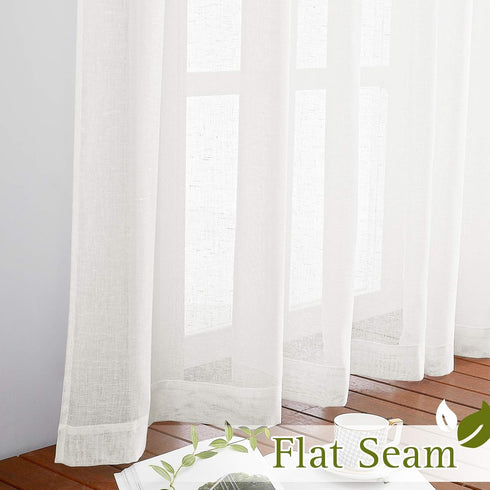 NICETOWN Semi Sheer Linen Curtains, Grommet Casual Window Treatment, 72" Long, Ivory, 1 Panel = 52" W, Sold by 2