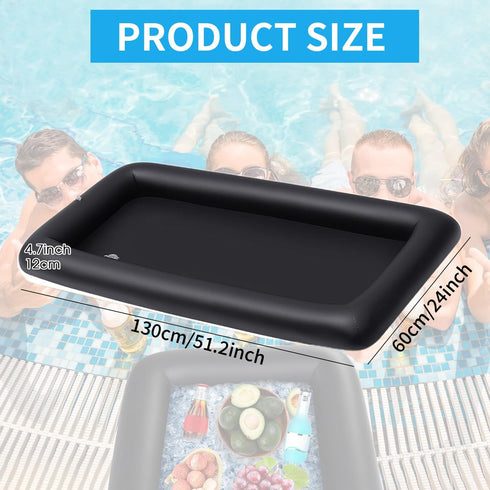 Ice Buffet Serving Tray Drink Cooler with Drain Plug,Inflatable Ice Serving Buffet Bar Inflatable Cooler for Parties Food 52 x 24 x 5'' (Black) by ABSOK