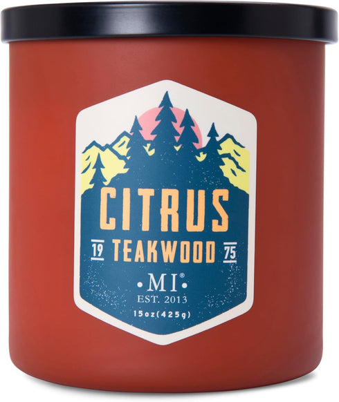 Manly Indulgence Citrus Teakwood Scented Candles for Men, 2 Wick, 15 oz Premium Soy Blend Wax, 60H Burn
