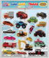 Cars Trucks & Construction Gel Window Clings for Kids - Window Stickers for Toddlers, Reusable Sticker