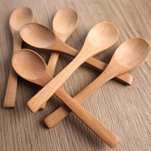 HANSGO 6PCS Small Wooden Spoons, 6inch Soup and Serving Spoons for Coffee, Tea, Jam, Bath Salts