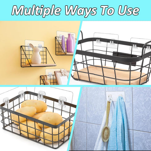 cobee 8 Rack(4 Set) Pcs Shower Caddy Adhesive Replacement, Shower Adhesive Hooks Wall Hooks, Transparent Strong