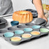12 Pack Reusable Silicone Cupcake Baking Cups, Standard Round, Square & Rectangle Muffin Liners, Non-Toxic, BPA Free