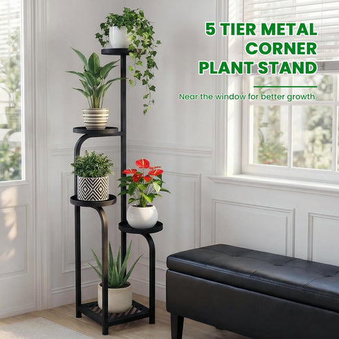 5 TOSKING Tier Tall Plant Stand Indoor Outdoor,Anti-Tip Plant Stand indoor, Wide Base for Pots, Child and Pet