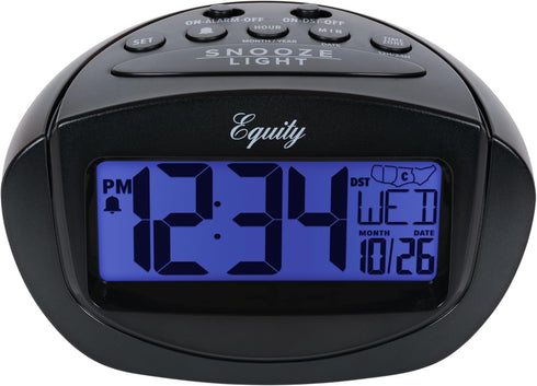 Equity by La Crosse LCD Alarm Clock, Insta-Set, Black, Model 31022