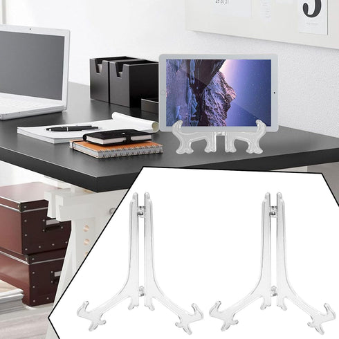 15 Pcs 7 Inch Clear Plastic Easels, Stand/Plate Holders for Pictures, Artworks, Posters, Small Boards