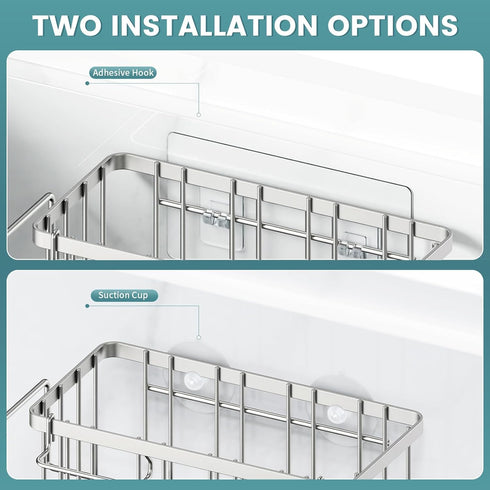 4-in-1 StorageRight Sponge Holder for Kitchen Sink, Sink Caddy Organizers and Storage with Adhesive Hook & Suction