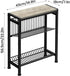 3-Tier Narrow Side Table for Small Space, End Table with Magazine Holder, Slim Nightstand with Wire Shelf, Skinny