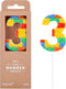 PHD CAKE Number 3 Building Block Birthday Cake Candle, Numeral Birthday Candles