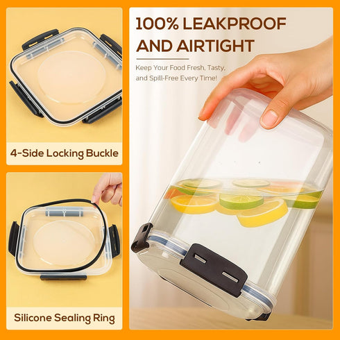 5.3L/179Oz, 4pcs Large Thicker Food Storage Containers with Lids Airtight Plastic Pantry Storage Container for Dry