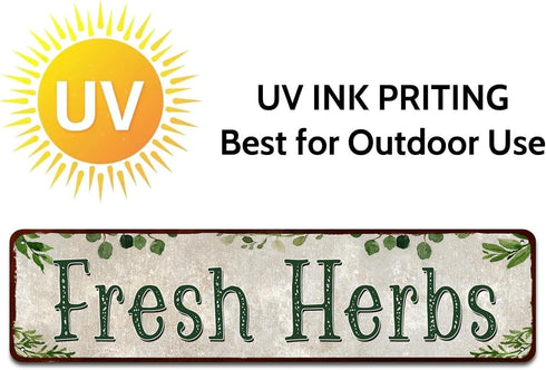 Fresh Herbs Metal Sign, Country Farmhouse Home Gardener Decor, 4" x 16"
