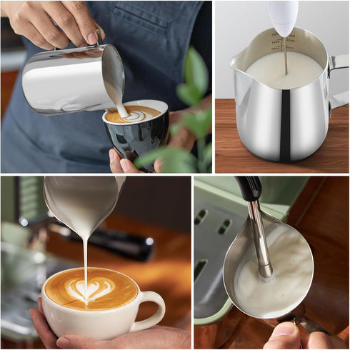 Neretva 20 oz Milk Frothing Pitcher, Stainless Steel Steaming Jug for Latte Art, Espresso Machine Accessories