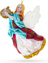 Angel Playing Music on Harp Blown Glass Christmas Ornament