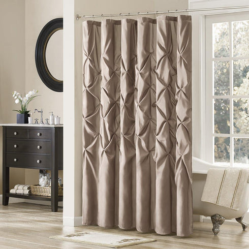 Madison Park Laurel Taupe Shower Curtain, 72 x 72, Pieced Transitional, Beige