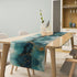 PHTAYOT 13x90in Teal White Gold Marble Table Runner, Teal White and Gold Abstract Texture Marble Pattern Print for Home