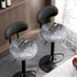 Sellikakes 12-14 Inches Set 2-Grey Round Bar Stool Seat Cover Cushion with Marble Rose Pattern Round Chair Covers