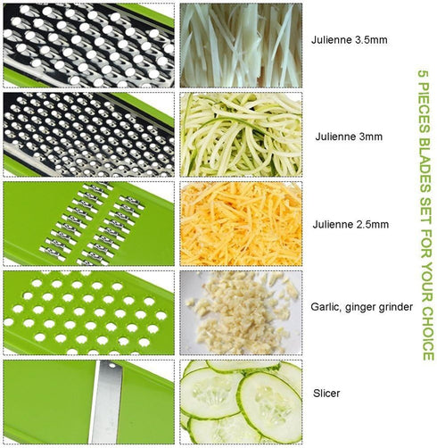 Mandoline Slicer Vegetable Potato Slicer - HaetFire Grater Cutter with 5 Interchangeable Sharp Blades