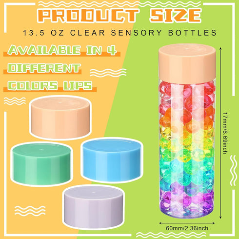 16 Purple,13.5 oz) Hoolerry Pcs Empty Plastic Sensory Bottles with Lids Reusable Clear Plastic Sensory Water Bottles