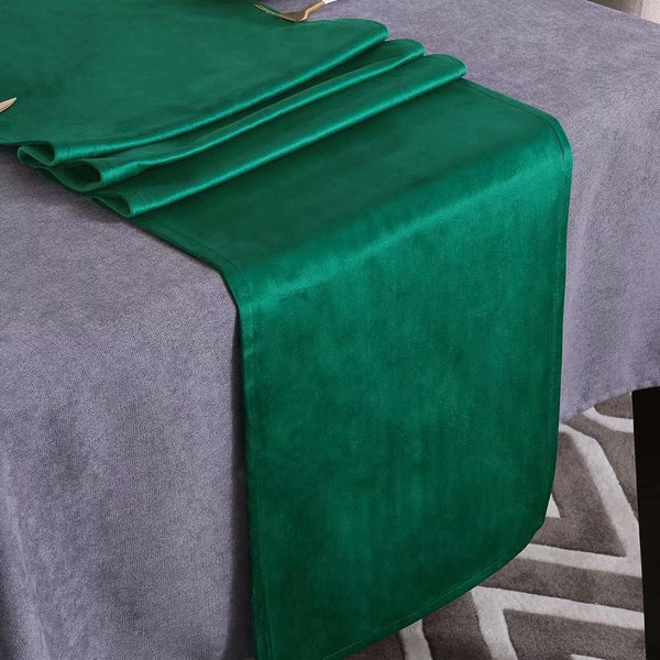 Velvet Spring Table Runner 14x71 Inch Dresser Scarf Luxury Rustic Farmhouse Emerald