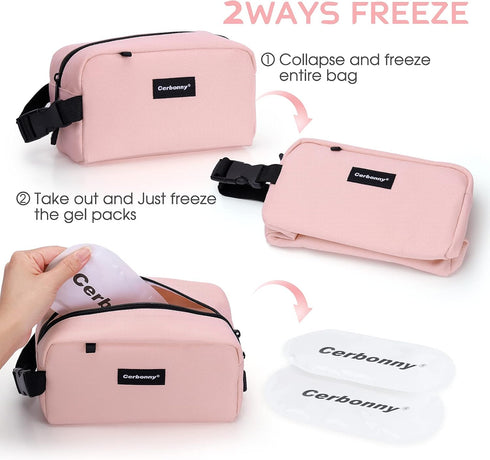 3+/Adults,Freezer Cerbonny Cooler Bag Freezable Lunch Bag for Work School Travel,Leak-proof Small Lunch Bag,Small