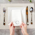 15.8 7.9 Inch 50 Luxenap X Linen-Feel Guest Towels, Lettered Hand Towels - Silver Letter 'C', Sans Serif Font, White
