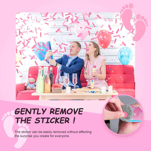 6 Pack (6 POPUPARTY Gender Reveal Confetti Cannon | No Powder Confetti Poppers | Ideal for Baby Girl Gender Reveal