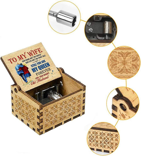 Music Box Gift for Wife, Valentine Anniversary Christmas Birthday Gift, Hand Crank Musical Box, You are My Sunshine