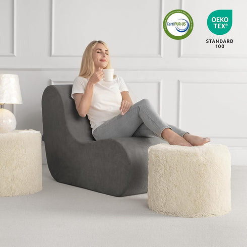 20 15, Hansleep Round Stuffed Pouf Ottoman x Foam Filled Faux Fur Ottoman Foot Rest for Chair with Washable Cover, Foot