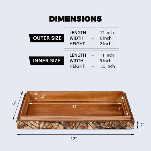 Handicrafts Home Handmade Paradox Pattern Decorative Box, Storage Organizer, Boho Style Treasure Box, 12x6x2